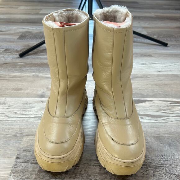 Inuikii Shearling Lined Leather Platform Winter Boots Beige Chunky Sole EU 39 - Picture 4 of 8